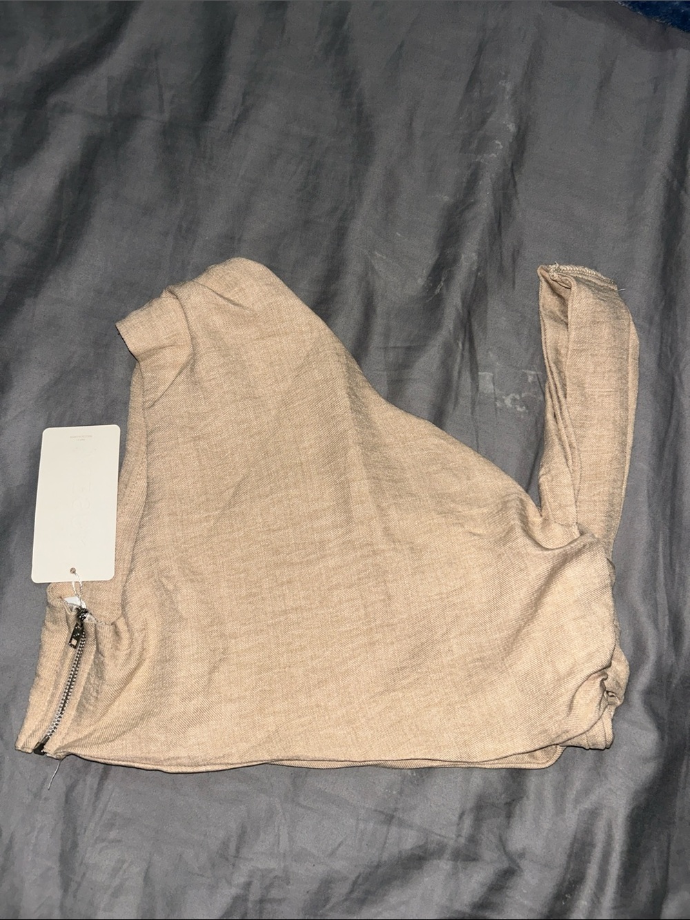 Women’s One-Shoulder Crop Top in Beige - Minimal Chic